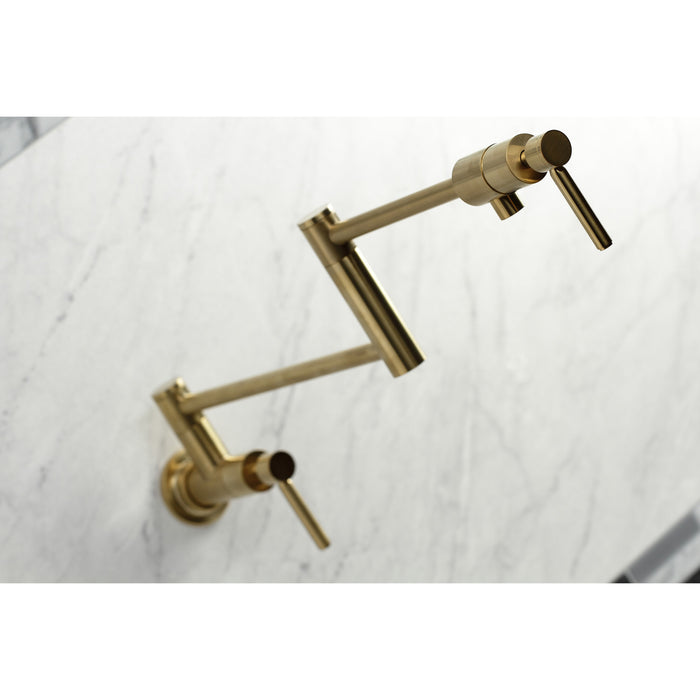 Kingston Sona KS4107DL - Concord Two-Handle 1-Hole Wall Mount Pot Filler Faucet, Brushed Brass