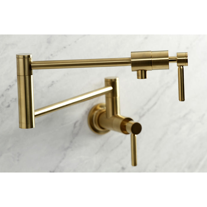 Kingston Sona KS4107DL - Concord Two-Handle 1-Hole Wall Mount Pot Filler Faucet, Brushed Brass