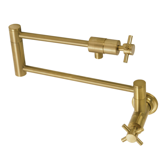 Kingston Sona KS4107DX - Concord Two-Handle 1-Hole Wall Mount Pot Filler Faucet, Brushed Brass