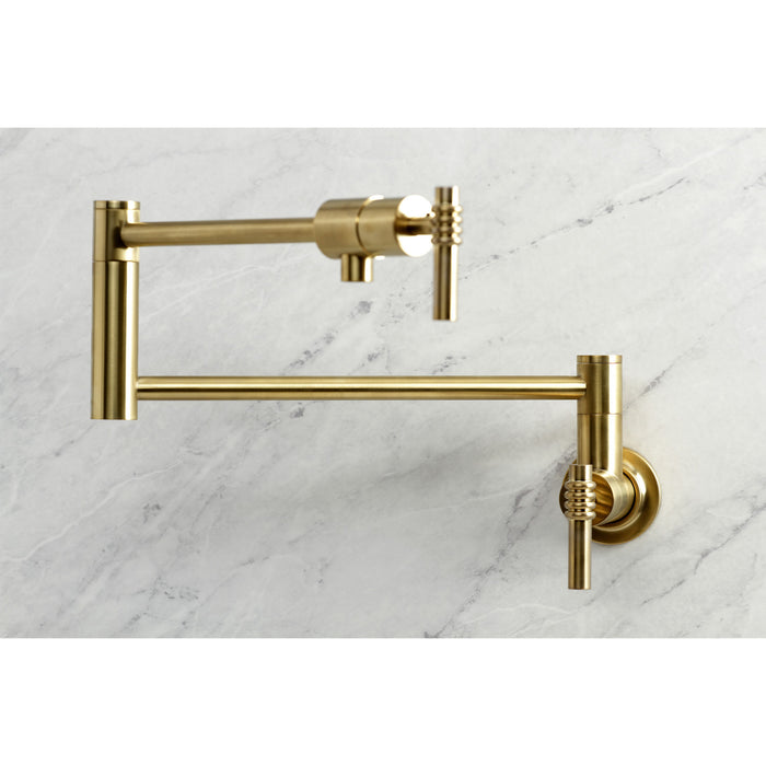 Milano KS4107ML Two-Handle 1-Hole Wall Mount Pot Filler Faucet, Brushed Brass