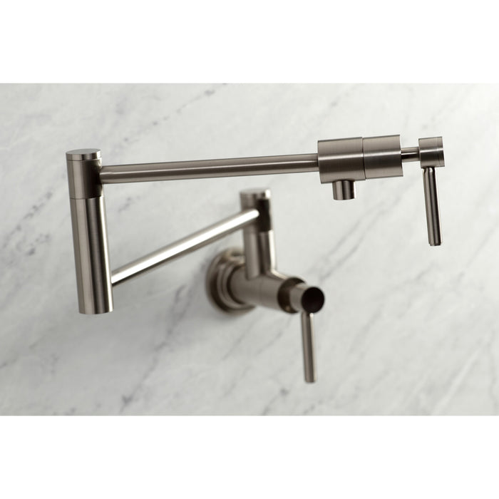 Concord KS4108DL Two-Handle 1-Hole Wall Mount Pot Filler Faucet, Brushed Nickel