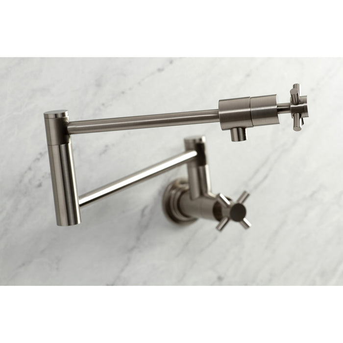 Kingston Sona KS4108DX - Concord Two-Handle 1-Hole Wall Mount Pot Filler Faucet, Brushed Nickel