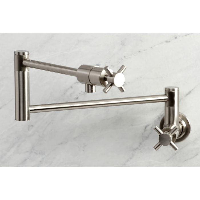 Kingston Sona KS4108DX - Concord Two-Handle 1-Hole Wall Mount Pot Filler Faucet, Brushed Nickel
