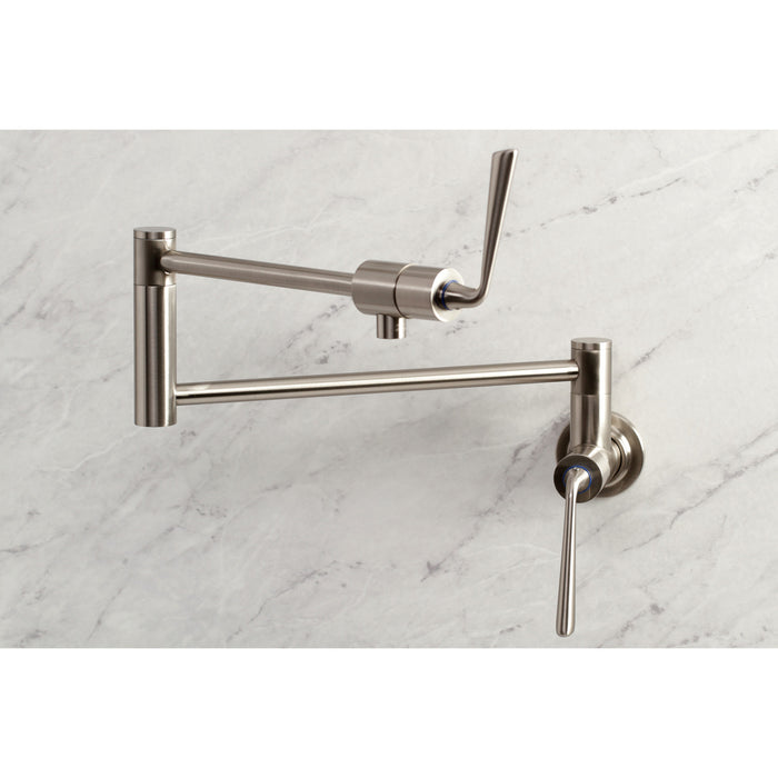 Kingston Tulare KS4108ZL - Silver Sage Two-Handle 1-Hole Wall Mount Pot Filler Faucet, Brushed Nickel
