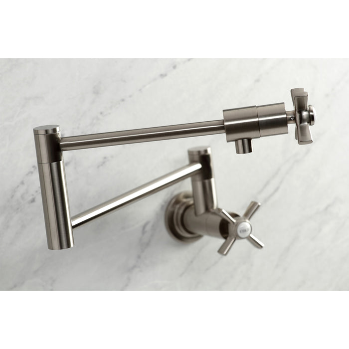 Millennium KS4108ZX Two-Handle 1-Hole Wall Mount Pot Filler Faucet, Brushed Nickel