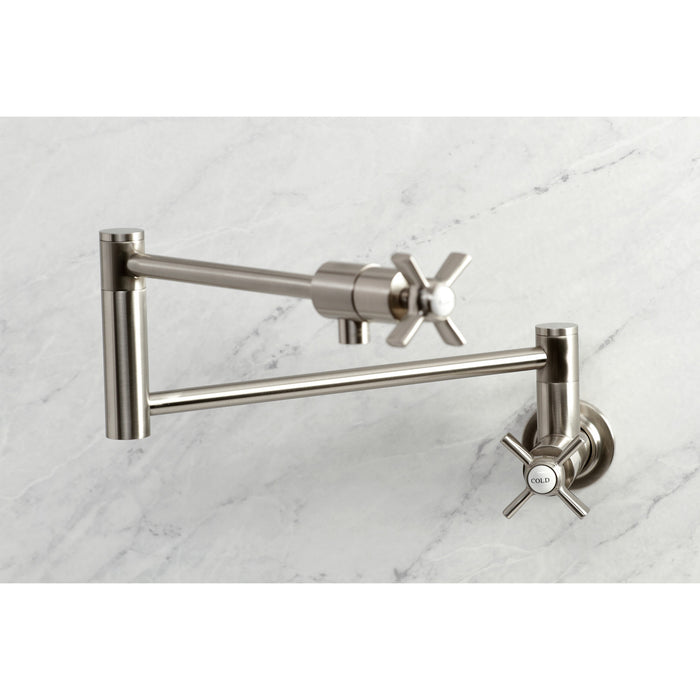 Millennium KS4108ZX Two-Handle 1-Hole Wall Mount Pot Filler Faucet, Brushed Nickel