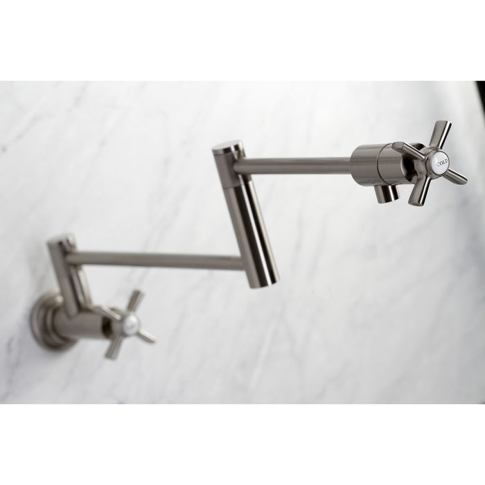 Millennium KS4108ZX Two-Handle 1-Hole Wall Mount Pot Filler Faucet, Brushed Nickel
