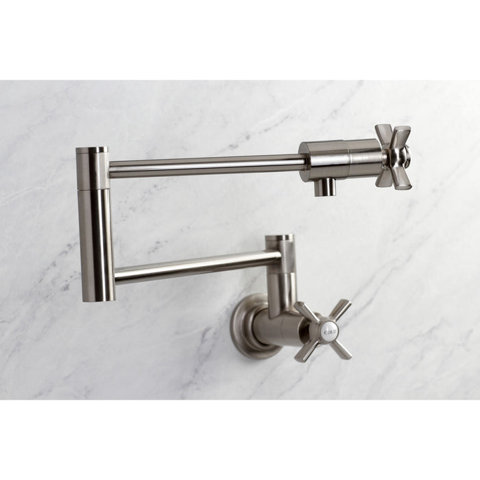 Millennium KS4108ZX Two-Handle 1-Hole Wall Mount Pot Filler Faucet, Brushed Nickel