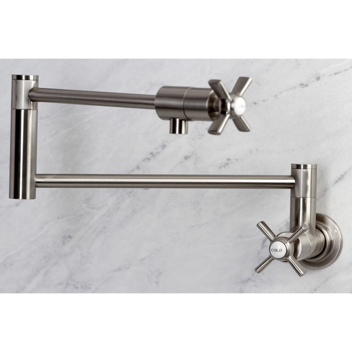 Millennium KS4108ZX Two-Handle 1-Hole Wall Mount Pot Filler Faucet, Brushed Nickel