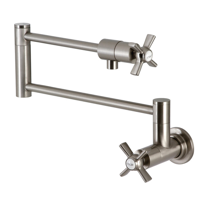Millennium KS4108ZX Two-Handle 1-Hole Wall Mount Pot Filler Faucet, Brushed Nickel