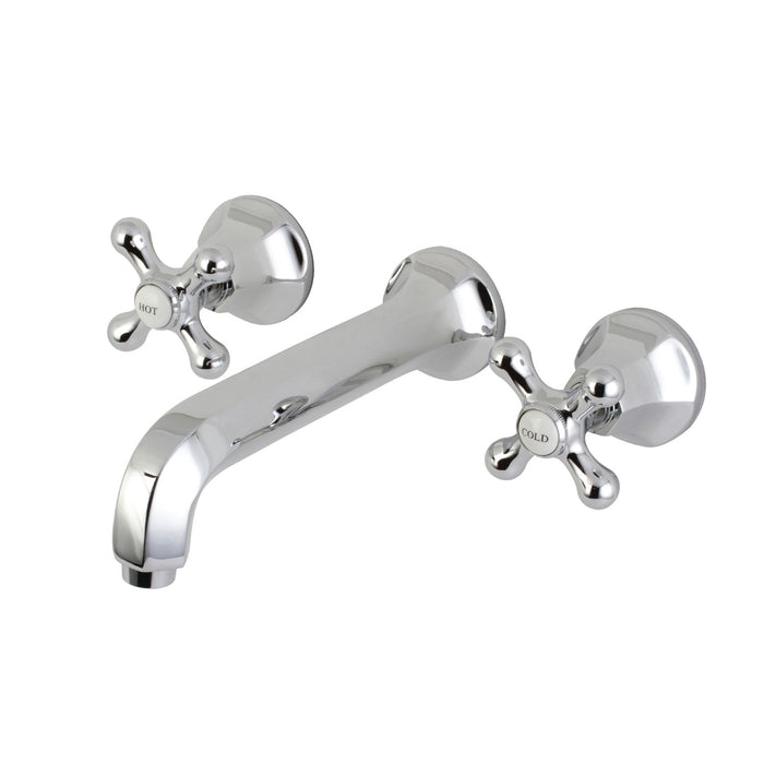 Kingston Tulare KS4121AX - Metropolitan Double-Handle 3-Hole Wall Mount Bathroom Faucet, Polished Chrome