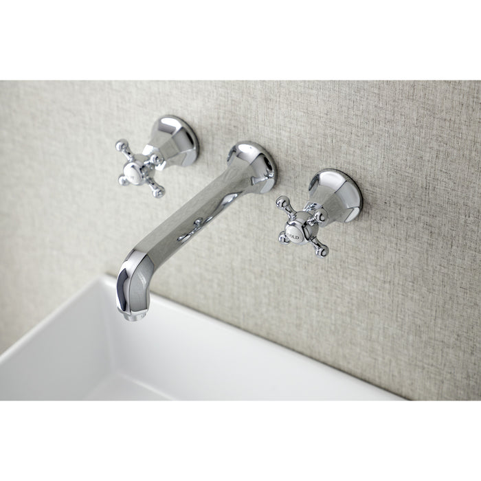 Kingston Tulare KS4121BX - Metropolitan Double-Handle 3-Hole Wall Mount Bathroom Faucet, Polished Chrome