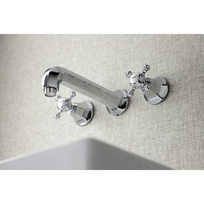 Kingston Tulare KS4121BX - Metropolitan Double-Handle 3-Hole Wall Mount Bathroom Faucet, Polished Chrome