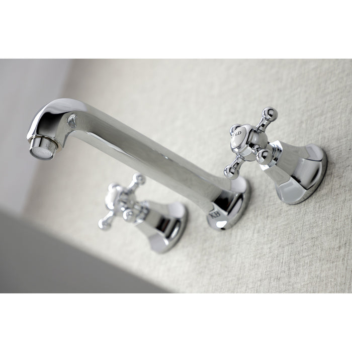 Kingston Tulare KS4121BX - Metropolitan Double-Handle 3-Hole Wall Mount Bathroom Faucet, Polished Chrome