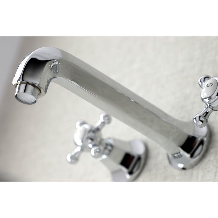 Kingston Tulare KS4121BX - Metropolitan Double-Handle 3-Hole Wall Mount Bathroom Faucet, Polished Chrome