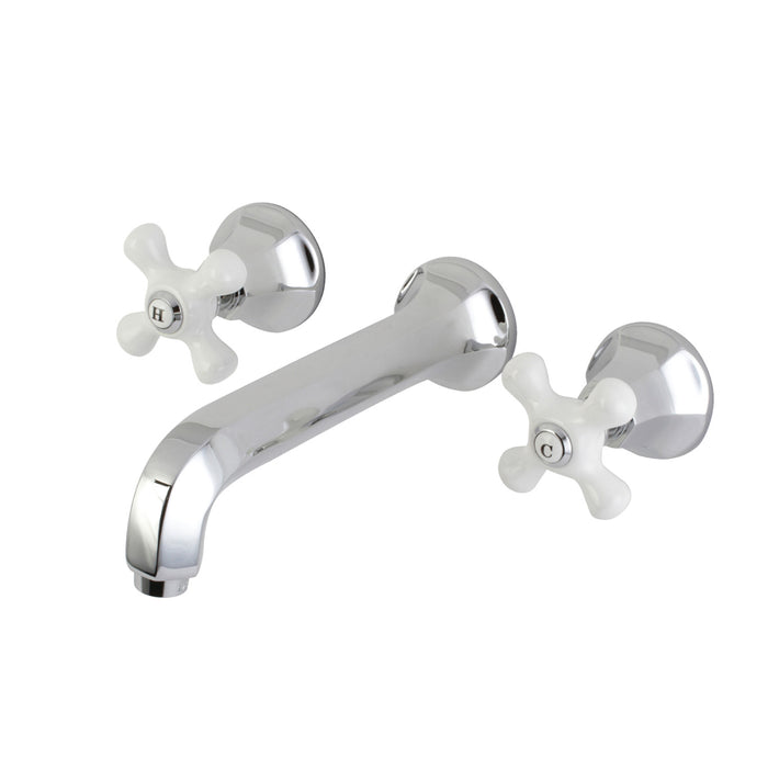 Kingston Tulare KS4121PX - Metropolitan Double-Handle 3-Hole Wall Mount Bathroom Faucet, Polished Chrome