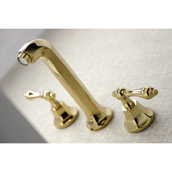Kingston Tulare KS4122AL - Metropolitan Double-Handle 3-Hole Wall Mount Bathroom Faucet, Polished Brass