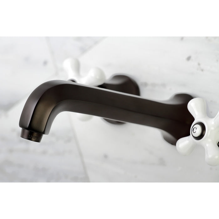 Kingston Tulare KS4125PX - Metropolitan Double-Handle 3-Hole Wall Mount Bathroom Faucet, Oil Rubbed Bronze