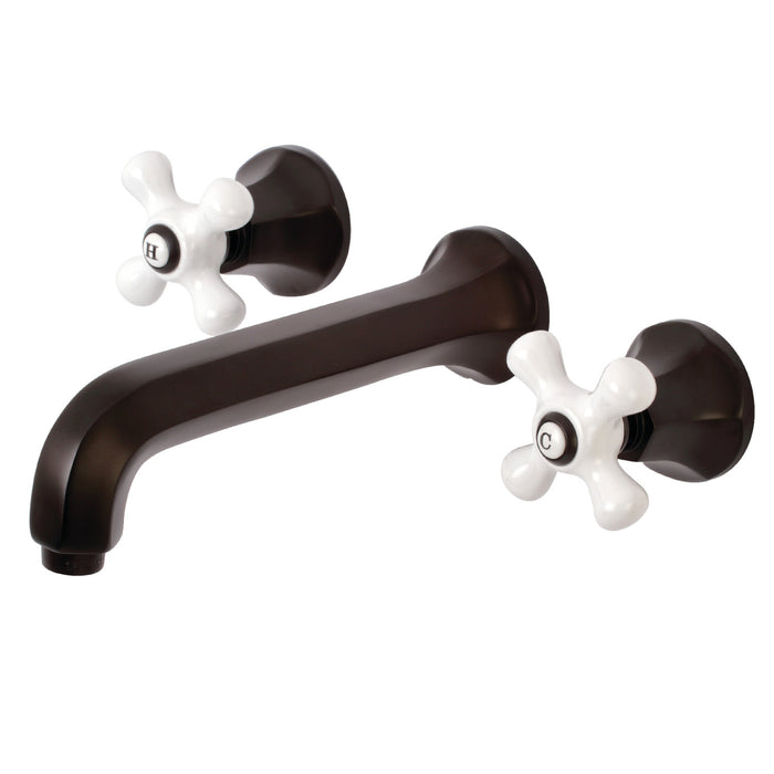 Kingston Tulare KS4125PX - Metropolitan Double-Handle 3-Hole Wall Mount Bathroom Faucet, Oil Rubbed Bronze