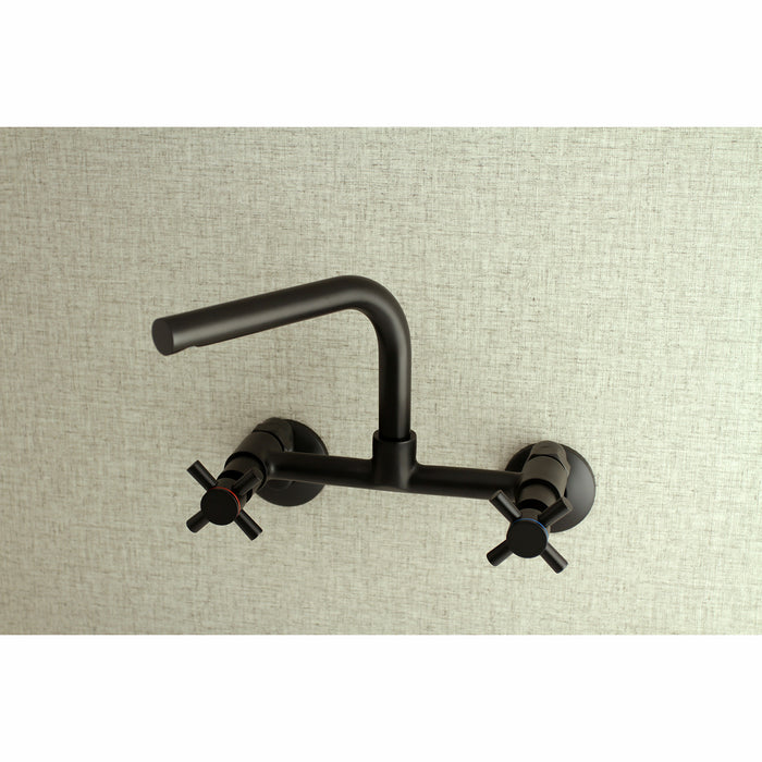 Kingston Sona KS412MB - Concord Two-Handle 2-Hole Wall Mount Kitchen Faucet, Matte Black