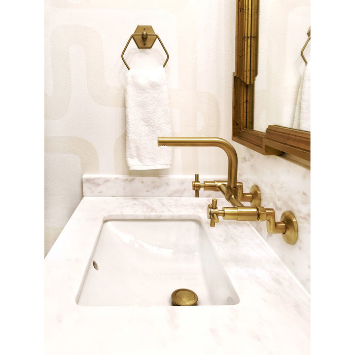 Kingston Sona KS412SB - Concord Two-Handle 2-Hole Wall Mount Kitchen Faucet, Brushed Brass