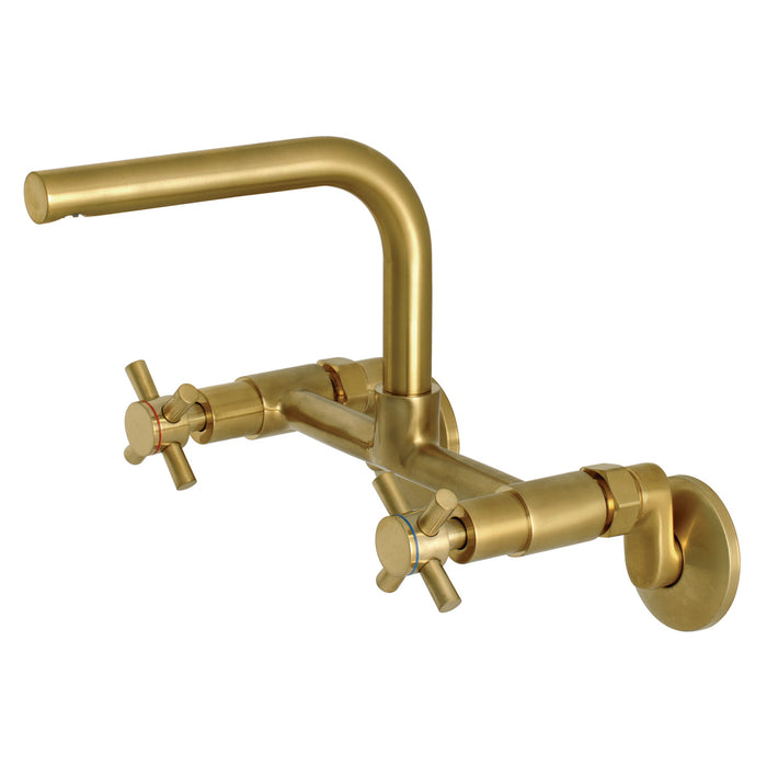 Kingston Sona KS412SB - Concord Two-Handle 2-Hole Wall Mount Kitchen Faucet, Brushed Brass