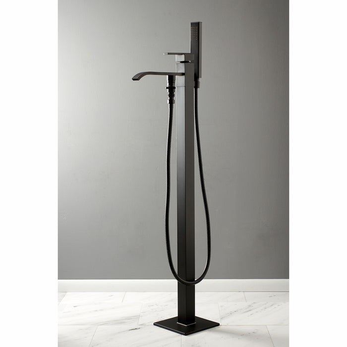 Kingston Sona KS4130QLL - Executive Single-Handle 1-Hole Freestanding Tub Faucet with Hand Shower, Matte Black