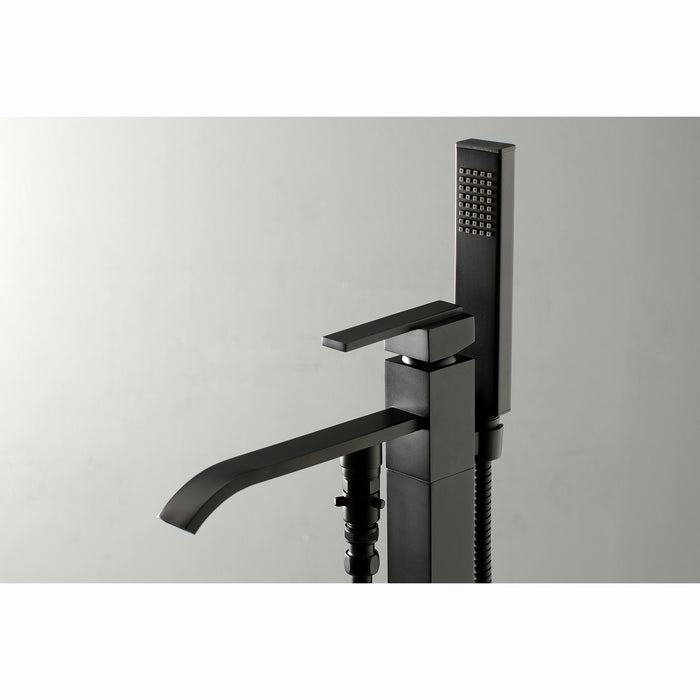 Kingston Sona KS4130QLL - Executive Single-Handle 1-Hole Freestanding Tub Faucet with Hand Shower, Matte Black