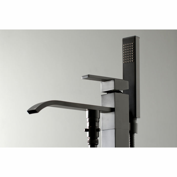 Kingston Sona KS4130QLL - Executive Single-Handle 1-Hole Freestanding Tub Faucet with Hand Shower, Matte Black