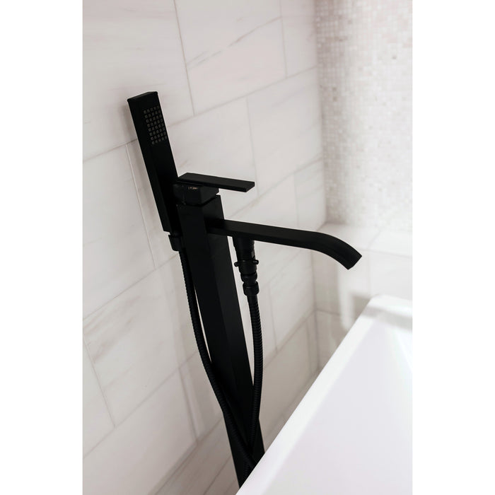 Kingston Sona KS4130QLL - Executive Single-Handle 1-Hole Freestanding Tub Faucet with Hand Shower, Matte Black