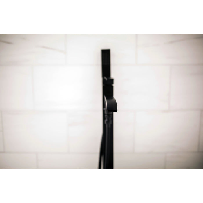 Kingston Sona KS4130QLL - Executive Single-Handle 1-Hole Freestanding Tub Faucet with Hand Shower, Matte Black