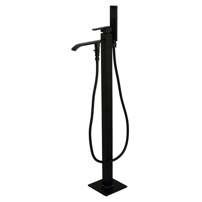 Kingston Sona KS4130QLL - Executive Single-Handle 1-Hole Freestanding Tub Faucet with Hand Shower, Matte Black