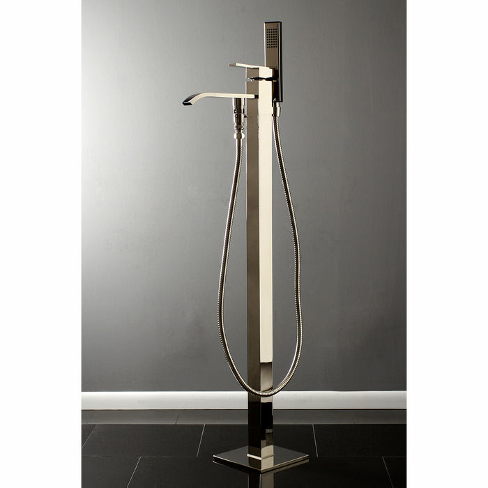 Kingston Sona KS4136QLL - Executive Single-Handle 1-Hole Freestanding Tub Faucet with Hand Shower, Polished Nickel