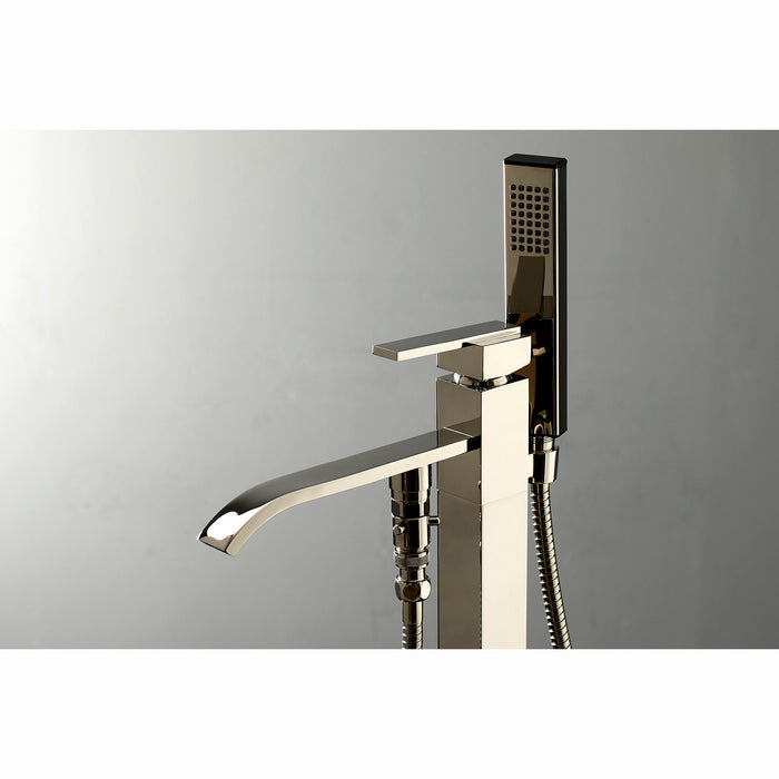 Kingston Sona KS4136QLL - Executive Single-Handle 1-Hole Freestanding Tub Faucet with Hand Shower, Polished Nickel