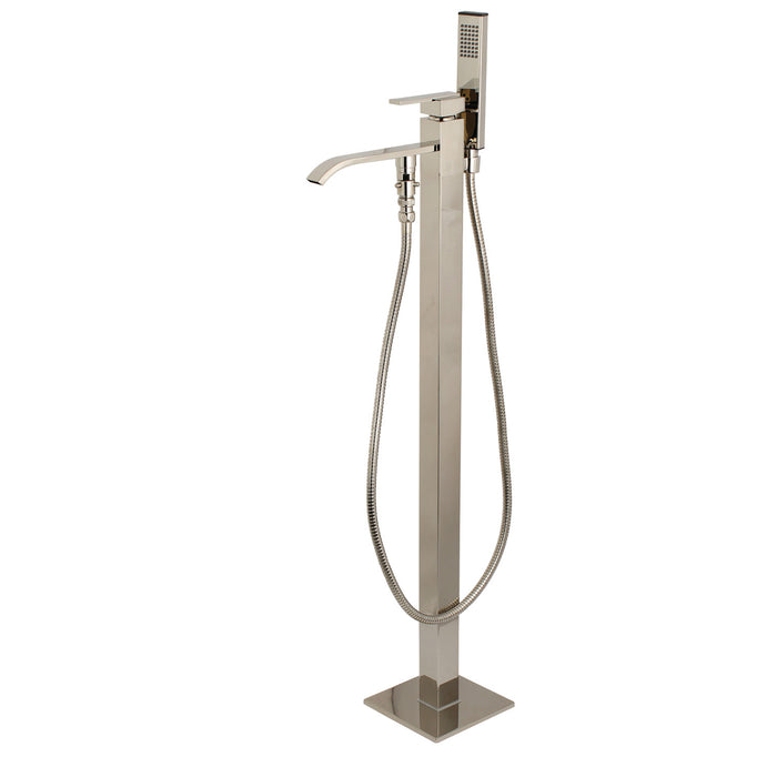 Kingston Sona KS4136QLL - Executive Single-Handle 1-Hole Freestanding Tub Faucet with Hand Shower, Polished Nickel