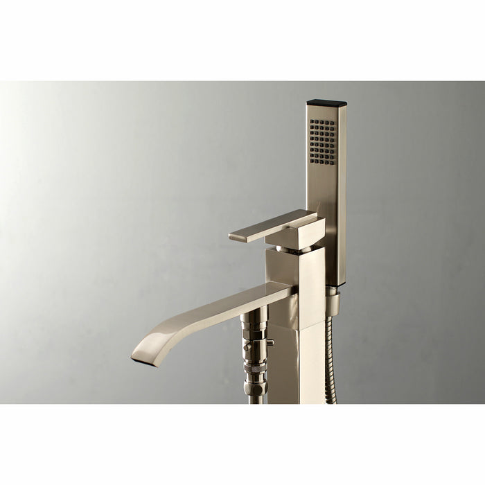 Kingston Sona KS4138QLL - Executive Single-Handle 1-Hole Freestanding Tub Faucet with Hand Shower, Brushed Nickel
