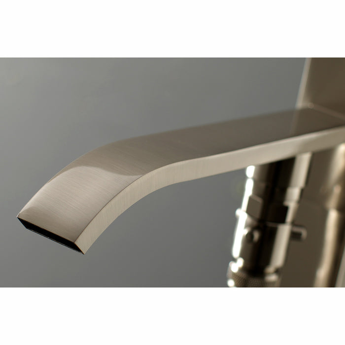 Kingston Sona KS4138QLL - Executive Single-Handle 1-Hole Freestanding Tub Faucet with Hand Shower, Brushed Nickel