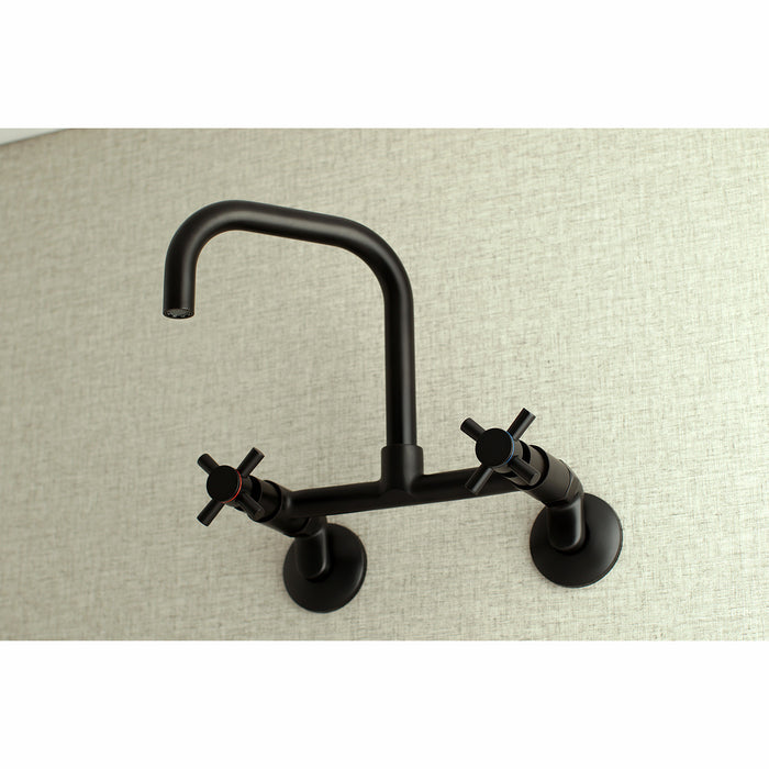 Kingston Sona KS413MB - Concord Two-Handle 2-Hole Wall Mount Kitchen Faucet, Matte Black
