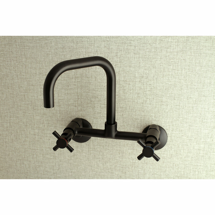Kingston Sona KS413MB - Concord Two-Handle 2-Hole Wall Mount Kitchen Faucet, Matte Black