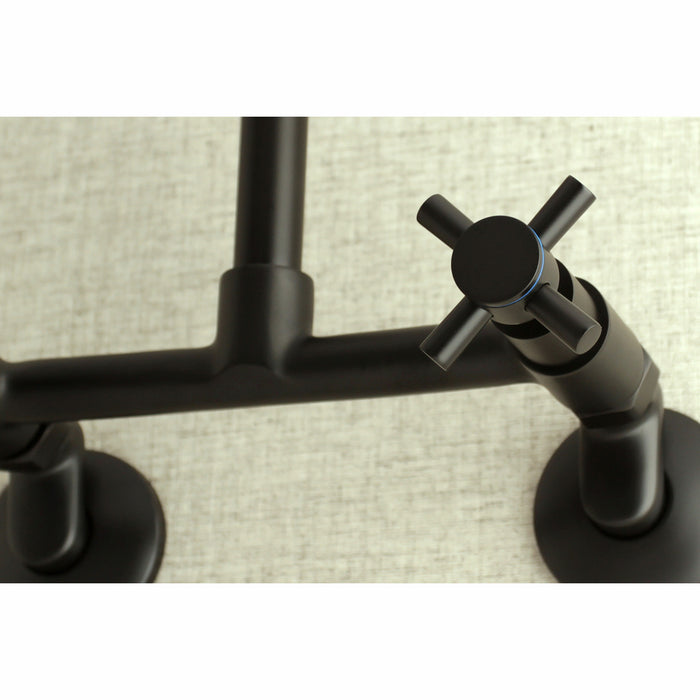 Kingston Sona KS413MB - Concord Two-Handle 2-Hole Wall Mount Kitchen Faucet, Matte Black