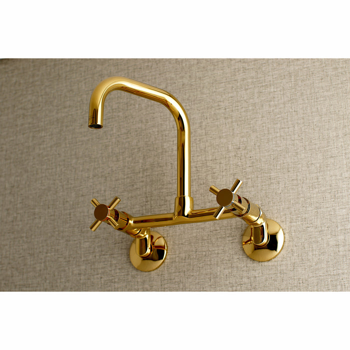 Kingston Sona KS413PB - Concord Two-Handle 2-Hole Wall Mount Kitchen Faucet, Polished Brass
