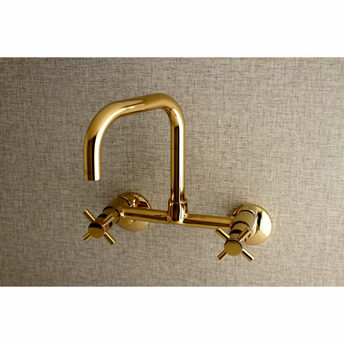 Kingston Sona KS413PB - Concord Two-Handle 2-Hole Wall Mount Kitchen Faucet, Polished Brass