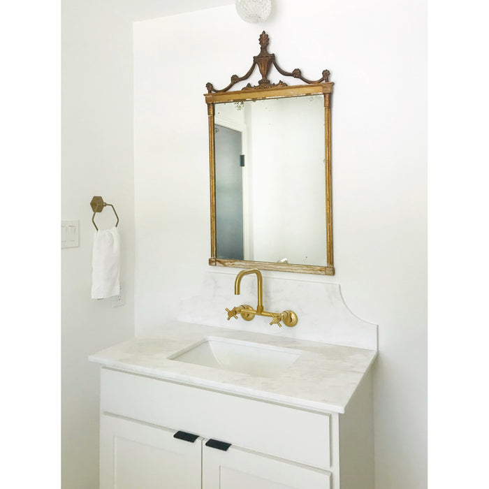 Concord KS413SB Double-Handle 2-Hole Wall-Mount Bridge Kitchen Faucet, Brushed Brass