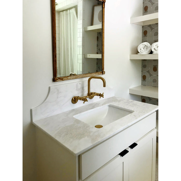 Concord KS413SB Double-Handle 2-Hole Wall-Mount Bridge Kitchen Faucet, Brushed Brass