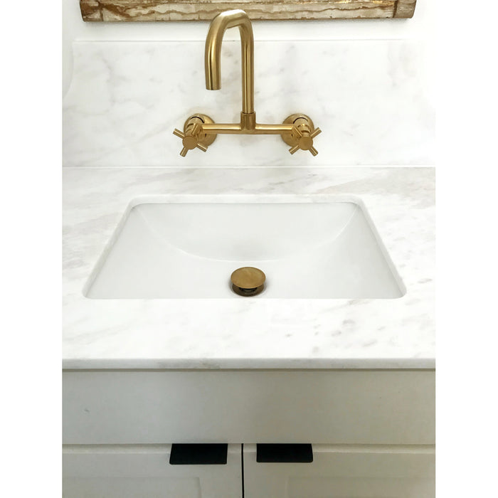Kingston Sona KS413SB - Concord Two-Handle 2-Hole Wall Mount Kitchen Faucet, Brushed Brass