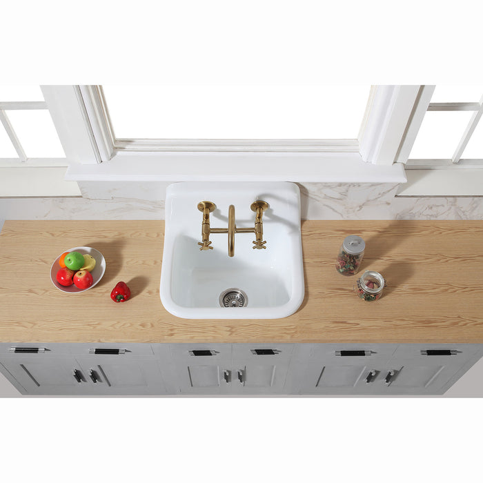 Concord KS413SB Double-Handle 2-Hole Wall-Mount Bridge Kitchen Faucet, Brushed Brass