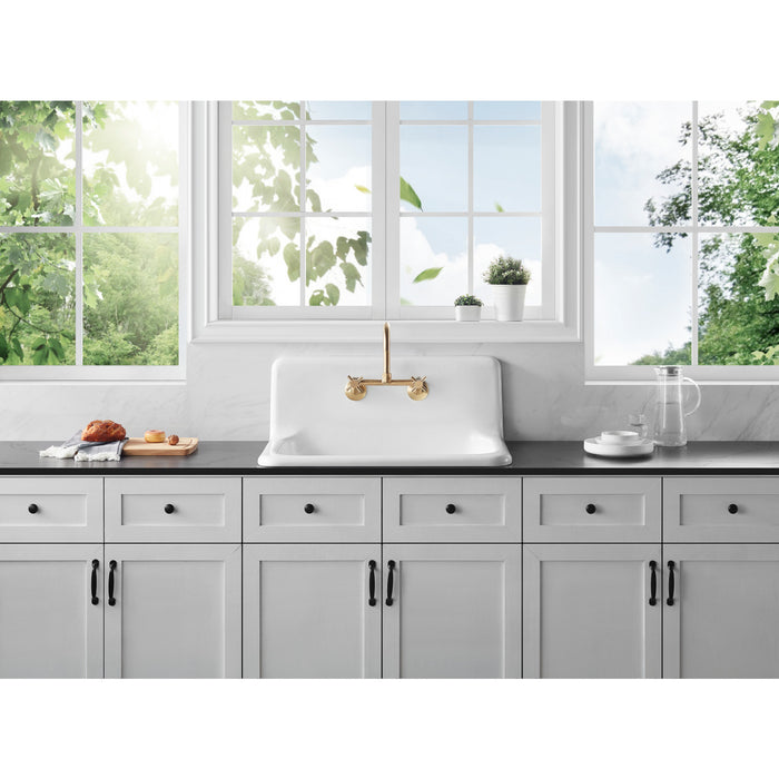 Kingston Sona KS413SB - Concord Two-Handle 2-Hole Wall Mount Kitchen Faucet, Brushed Brass