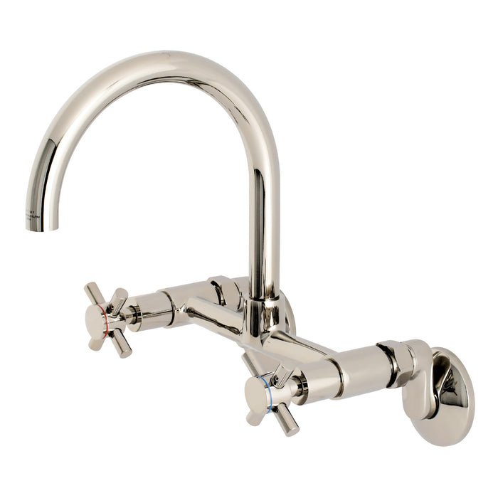 Kingston Sona KS414PN - Concord Two-Handle 2-Hole Wall Mount Kitchen Faucet, Polished Nickel