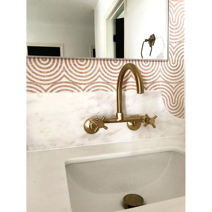 Kingston Sona KS414SB - Concord Two-Handle 2-Hole Wall Mount Kitchen Faucet, Brushed Brass