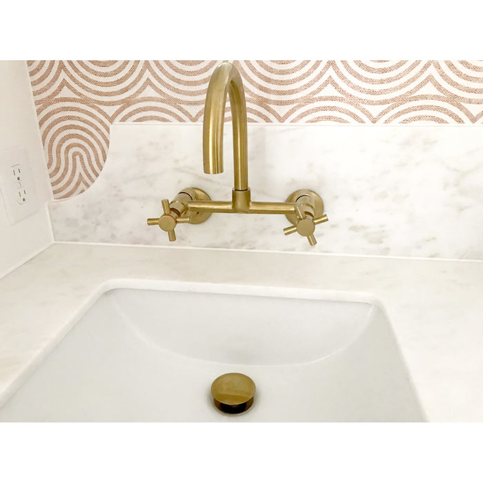 Kingston Sona KS414SB - Concord Two-Handle 2-Hole Wall Mount Kitchen Faucet, Brushed Brass
